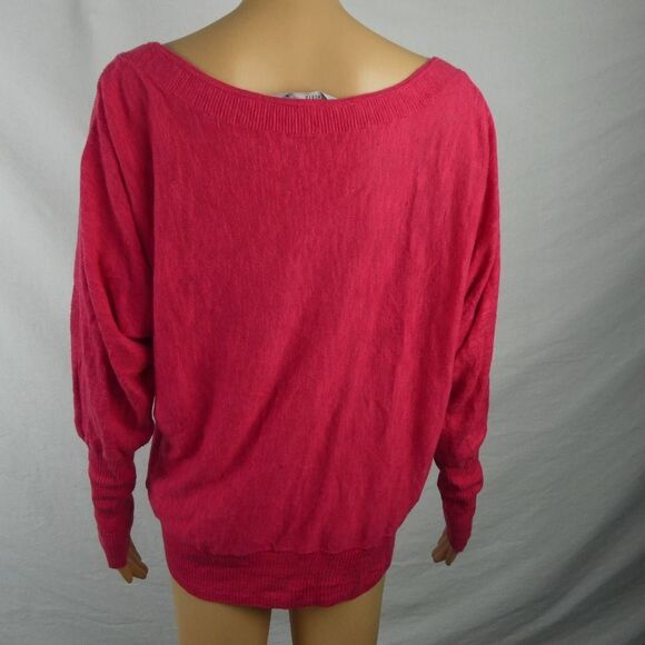 Athleta Linen Cotton Blend Wide Neck Pullover Sweater Pink Ribbed Contrast XS - Picture 10 of 10